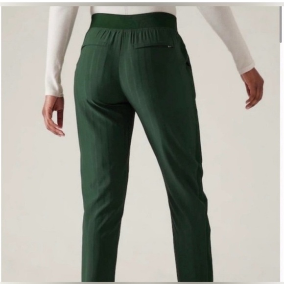 Athleta Brooklyn Mid Rise Ankle Pants Green Stripe 4P - Picture 3 of 11